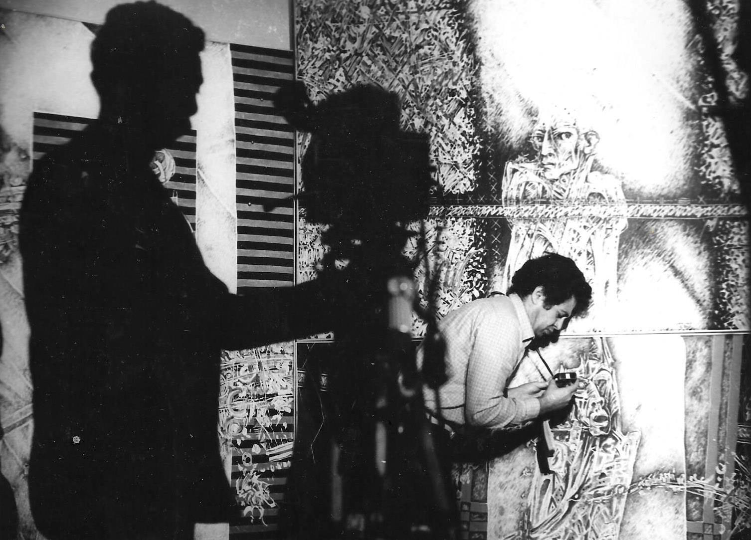 Smail-Lakhdar-Hamina,-Chef-op---Tournage-2-films-sur-Peinture-Denis-Martinez,-Blida,-1984